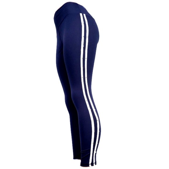 Navy Spandex Legging with the Silver & Pearl on the side of legging. - Picture 2 of 5